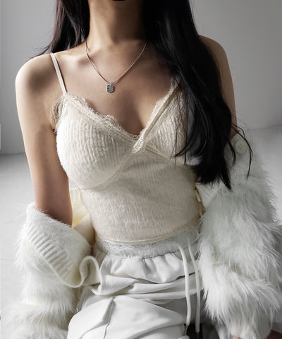 【 カップ付き 】シャギーファーショートビスチェキャミソール ／ shaggy fur short bustier camisole