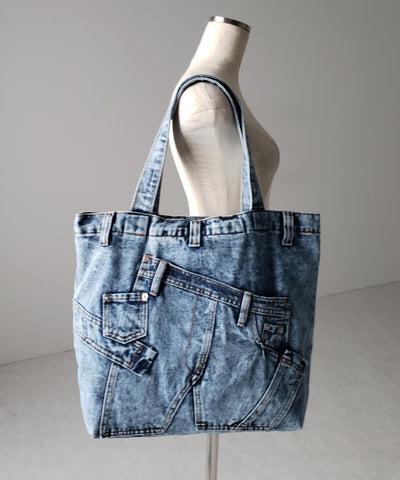 【 ２color 】ヴィンテージドッキングウォッシュデニムバッグ ／ vintage docking washed denim bag
