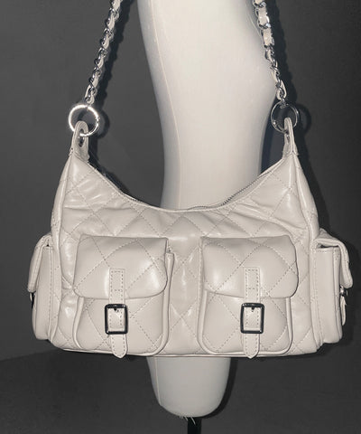【 ２WAY 】アウトポケットキルティングチェーンショルダーバッグ ／ 2WAY out pocket quilting chain shoulder bag