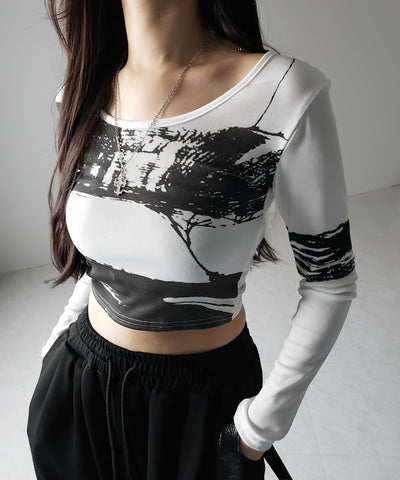 【 ２color 】ヴィンテージプリントショートリブＴシャツ ／ vintage print short lib t-shirt
