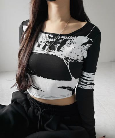 【 ２color 】ヴィンテージプリントショートリブＴシャツ ／ vintage print short lib t-shirt