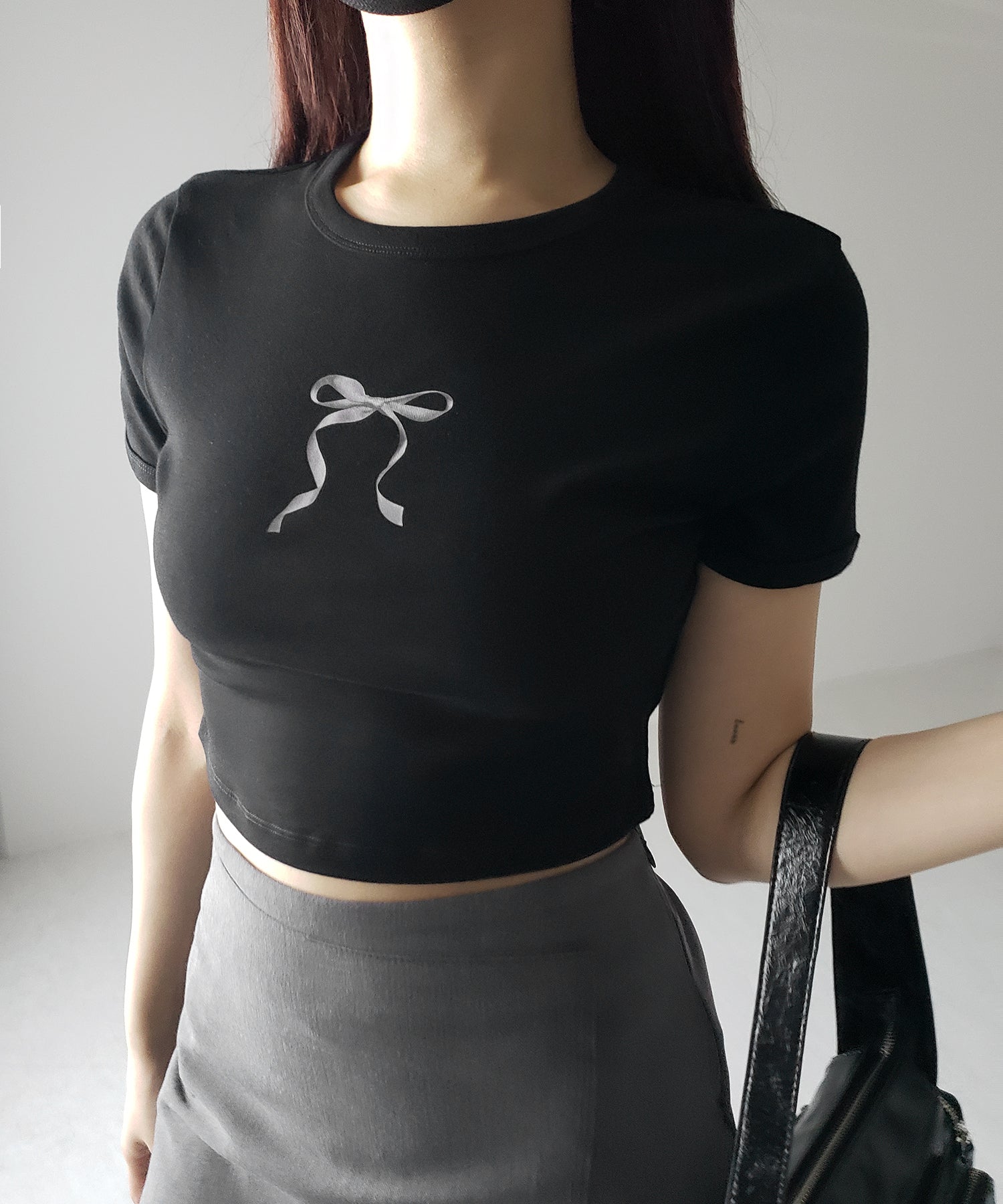 【 ４color 】ミニリボンショートちびＴシャツ ／mini ribbon short chibi Tee
