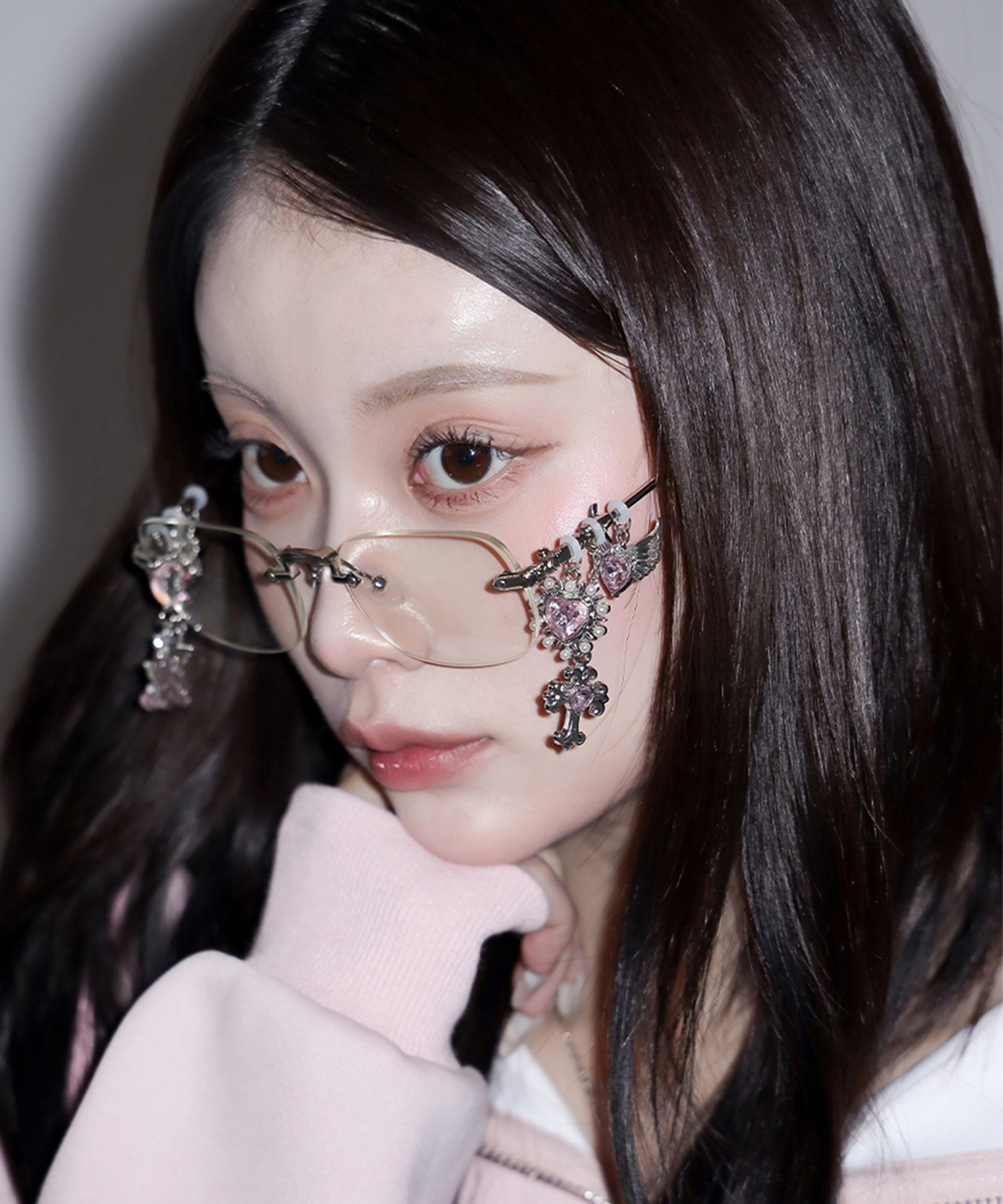 カスタムチャームリムレスメガネ ／custom charm rimless glasses