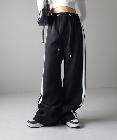 【 ３size／３color 】２WAYドロストサイドラインルーズトラックワイドパンツ