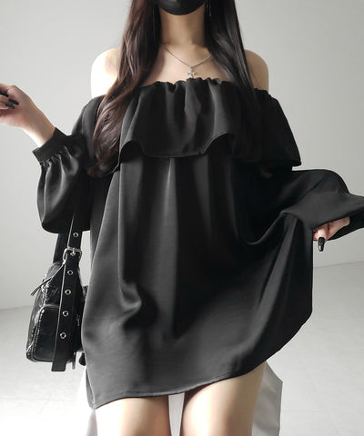 【 ２color 】オフショルダーフリルオーバーミニワンピース ／ off shoulder frill over mini onepiece