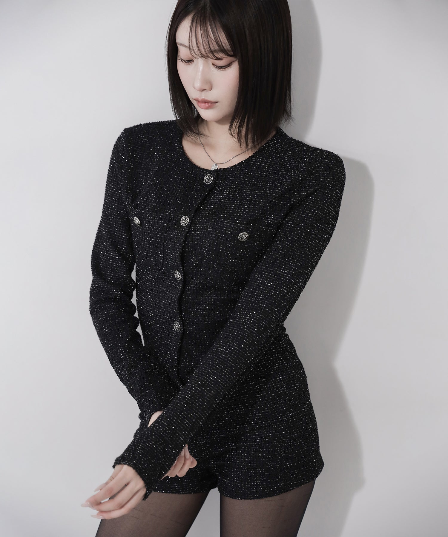 ブラックツイードレディミニオールインワン ／ black tweed lady mini allinone