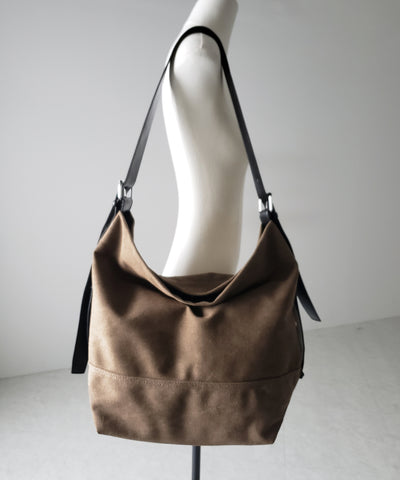 【 ２color 】レザーベルトキャンバスビッグショルダーバッグ ／ leather belt canvas big shoulder bag