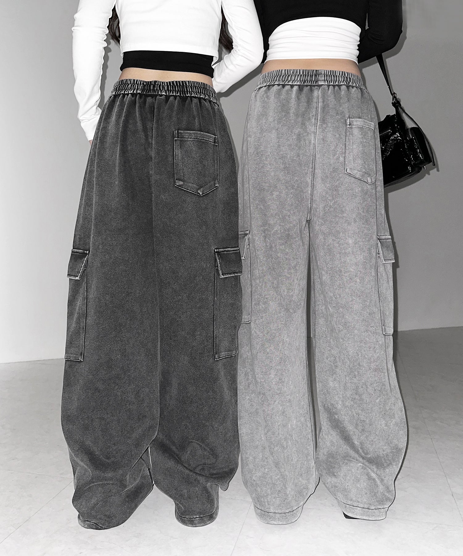 【 裾絞り可能２WAY 】ピグメントヴィンテージタックカーゴスウェットパンツ ／ pigment vintage tuck cargo sweatpants