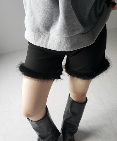 【 ４size 】ヘムフェザーバイカーショートパンツ ／ hem feather biker short pants