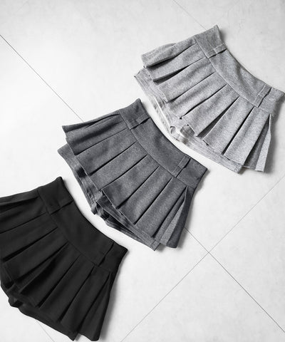 【 インパン裏地付 】プリーツスウェットマイクロミニスカパン ／ plests sweat micro mni skirt pants