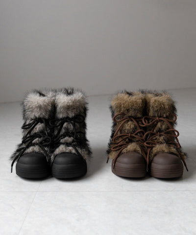 【 ２color 】ボリュームフェイクファーブーツ ／ volume fake fur boots