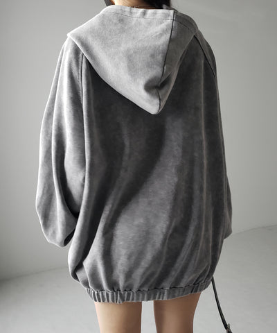 ピグメントヴィンテージ加工サイドラインジップアップパーカー ／ Pigment vintage side line zip-up hoodie
