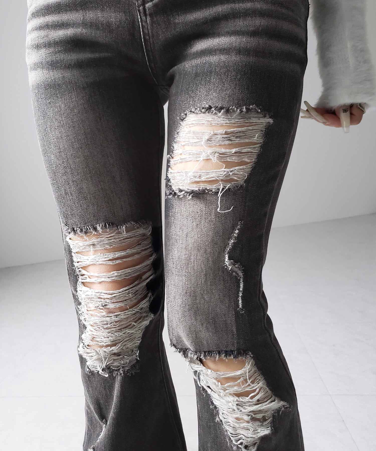 クラッシュダメージヴィンテージフレアデニム ／ crush damage vintage flare denim