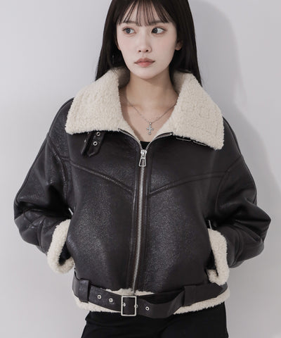 B-3ヴィンテージレザーボアムートンジャケット ／ B-3 vintage leather boa mouton jacket