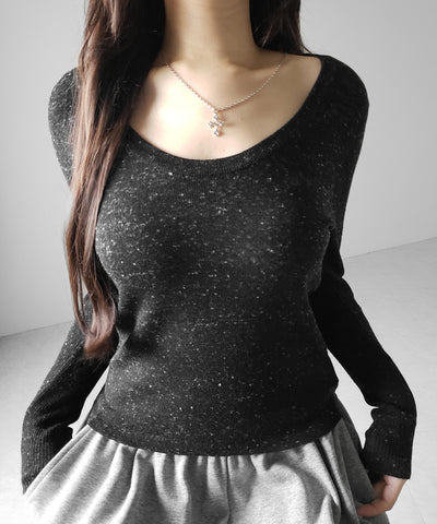 メランジネップルーズニットトップス ／ melange nep loose knit tops