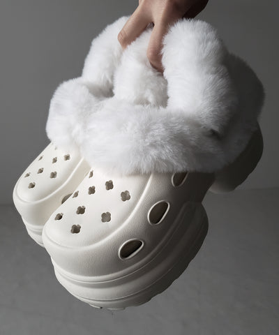 フェイクファー厚底クロッグサンダル ／ Fake fur platform clog sandals