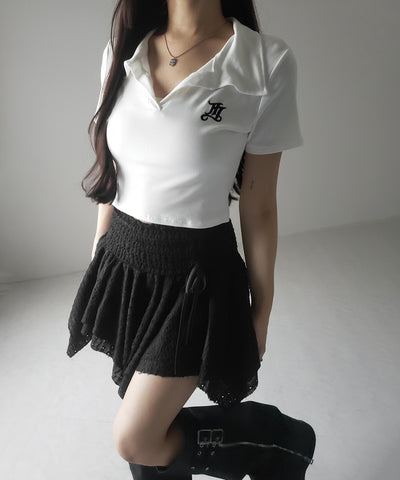 【 トップスとしても使える２WAY 】シャーリングリボンフリルビスチェミニスカート ／ shirring ribbon frill bustier mini skirt