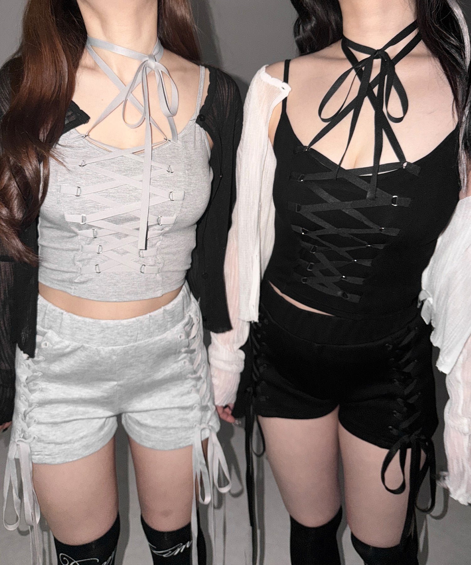 【 ２WAY  】レースアップコルセットリボンチョーカーキャミソール ／ lace up corset ribbon choker camisole