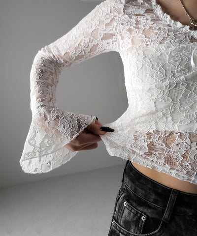 【 ２color ／２WAY 】フロントリボンオフショルスリムレーストップス ／ front ribbon off-shoulder slim lace tops