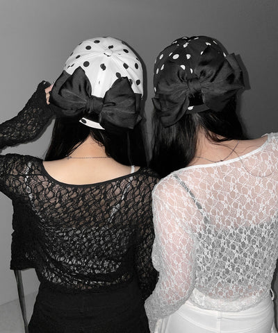 ドットレースフロントリボンキャミソール ／ Dot lace front ribbon camisole