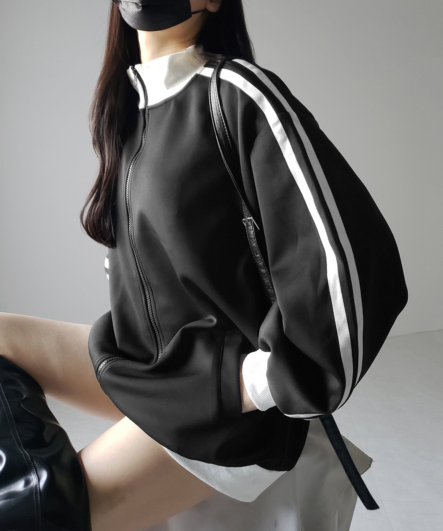 【 無地／配色を選べる２color 】サイドラインオーバーサイズトラックジャケット ／ sideline oversize track jacket