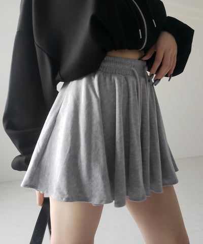 【 ３color ／インナーパンツ裏地付 】ハイウエストカットフレアミニスカート ／ High waist cut flare mini skirt