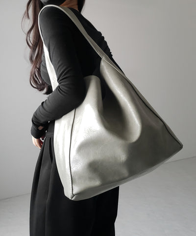 【 ２color ／ 大容量 】フェイクシボレザーワンハンドルショルダーバッグ ／ fake shibo leather onehandle shoulder bag