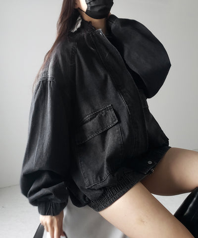 【 ２color 】ヴィンテージデニムダブルジップフードブルゾン ／ vintage denim double zip hoodie blouson