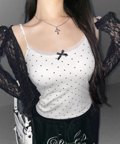 ミニリボンドットレースキャミソール ／ mini ribbon dot lace camisole