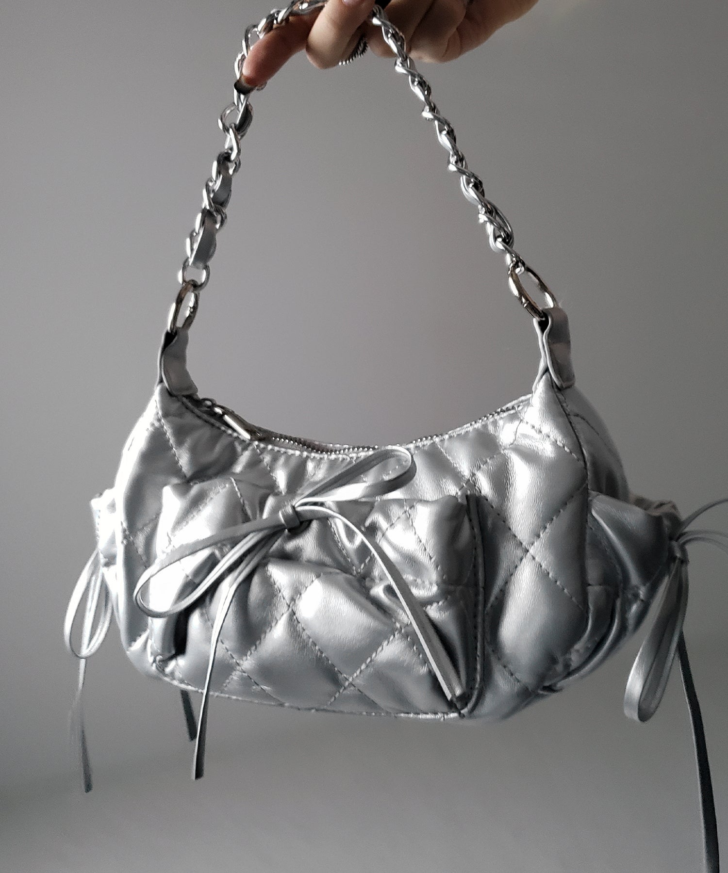 【 ３color ／２WAY 】ストラップリボンキルティングチェーンショルダーバッグ ／ strap ribbon quilted chain shoulder bag