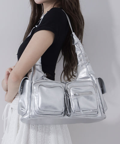 【 ２color 】ダブルジップアウトポケットヴィンテージボストンショルダーバッグ ／ double zip out pocket vintage boston shoulder bag