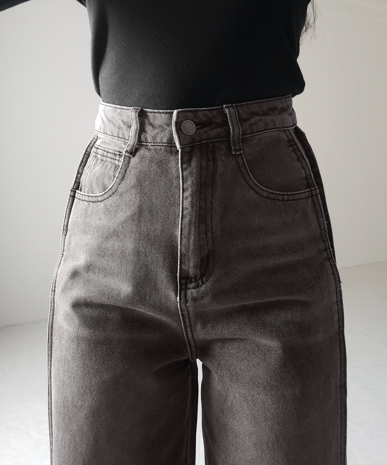 【 ３color ／ ４size 】サイドタック切替ハイウエストストレートデニム ／side tack kirikae highwaist straight denim