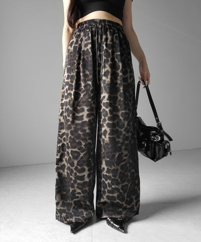 ヴィンテージレオパードリラクシーワイドイージーパンツ ／ vintage reopard relaxy wide easy pants