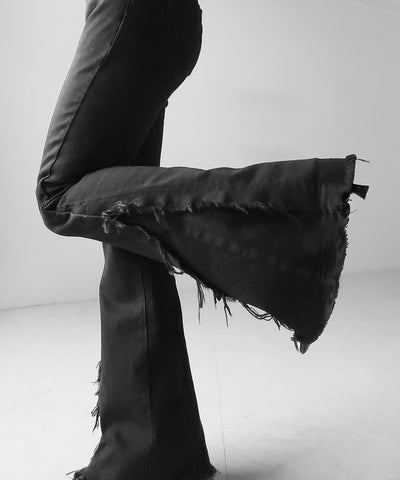 ヴィンテージライクフリンジストレッチフレアデニム ／ Vintage-like fringe stretch flare denim