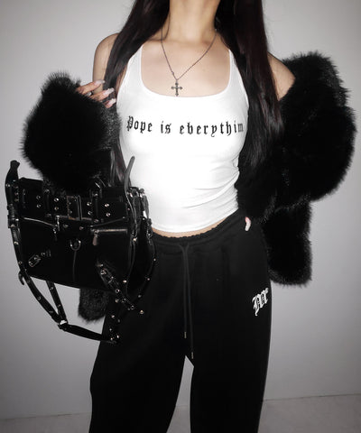 【 ２color 】グランジロゴバッククロスキャミソールトップス ／ grunge logo back logo camisole tops