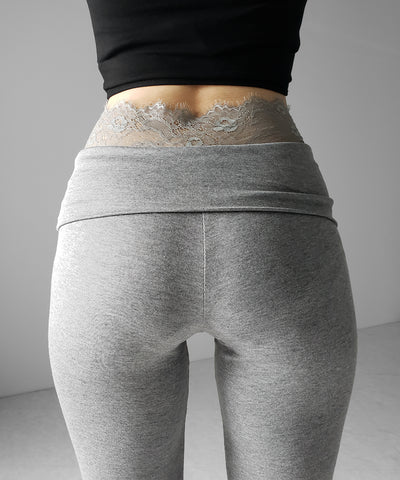 ウエストレーススリムドレープカットソーフレアパンツ ／ waist lace slim drape cutsew flare pants