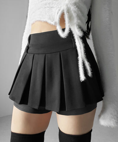 【 インパン裏地付 】プリーツスウェットマイクロミニスカパン ／ plests sweat micro mni skirt pants