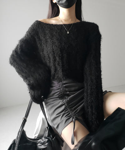 【 ２color 】マシュマロダメージショートニット ／ marshmallow damage short knit