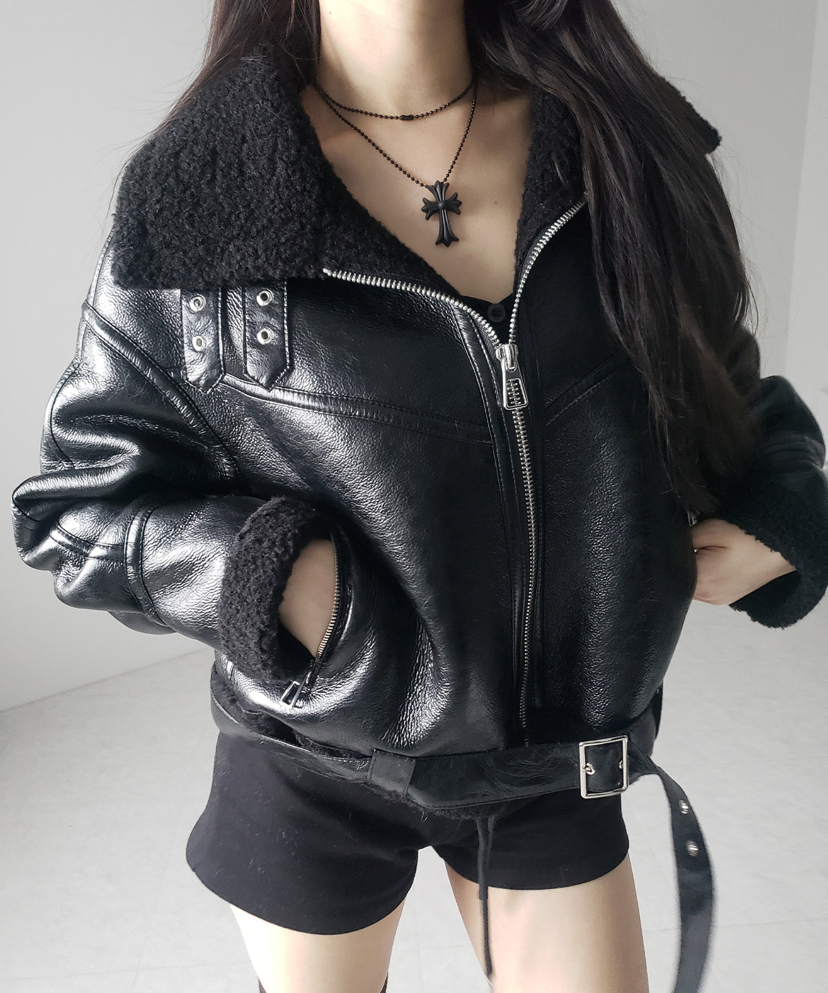 B-3ヴィンテージレザーボアムートンジャケット ／ B-3 vintage leather boa mouton jacket