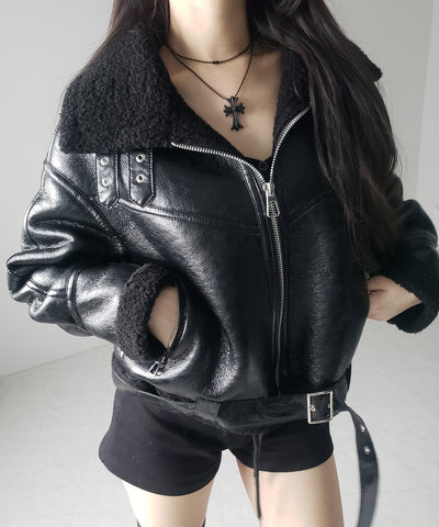 B-3ヴィンテージレザーボアムートンジャケット ／ B-3 vintage leather boa mouton jacket