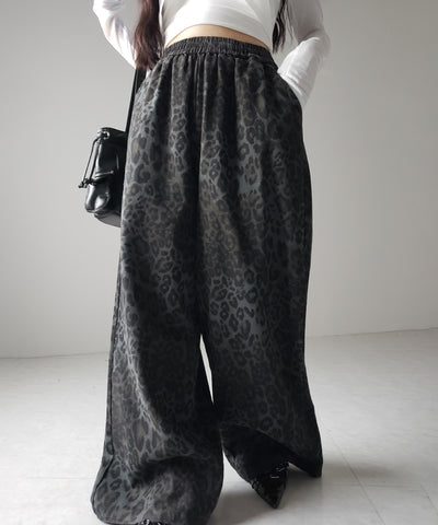 【 ２color 】ヴィンテージライクレオパードツイルワイドパンツ ／ vintage like leopard twill wide pants