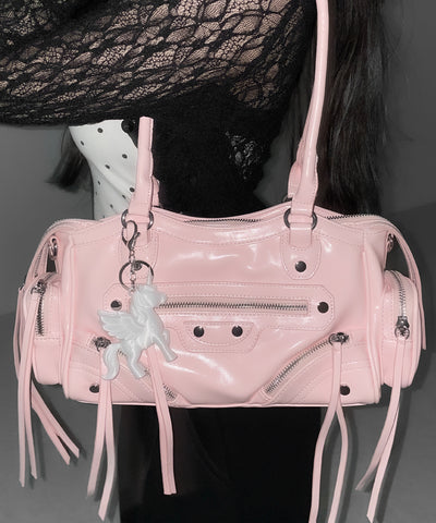 【 ショルダーストラップ付き２WAY 】ヴィンテージアウトポケットグランジボストンショルダーバッグ／ vintage out pocket grunge boston shoulder bag