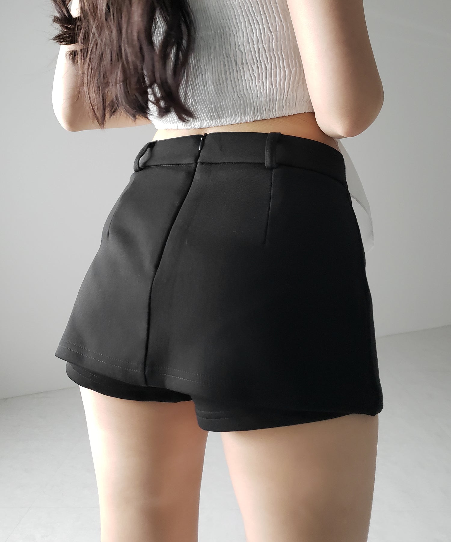 【 ２color 】レイヤードマイクロミニスカパン ／ layered micro mini skirt pants