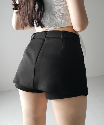 【 ２color 】レイヤードマイクロミニスカパン ／ layered micro mini skirt pants