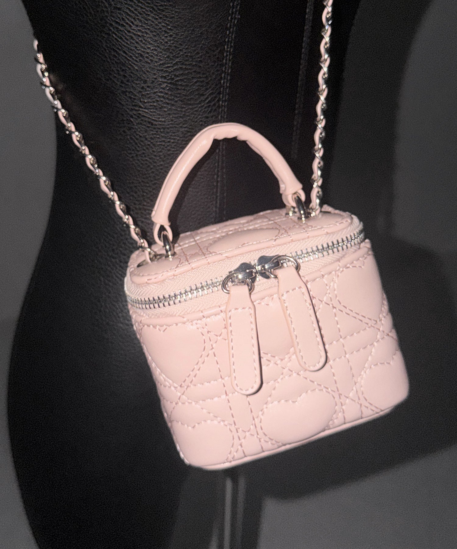 ハートキルティングミニバニティバッグ / heart quilted mini vanity bag