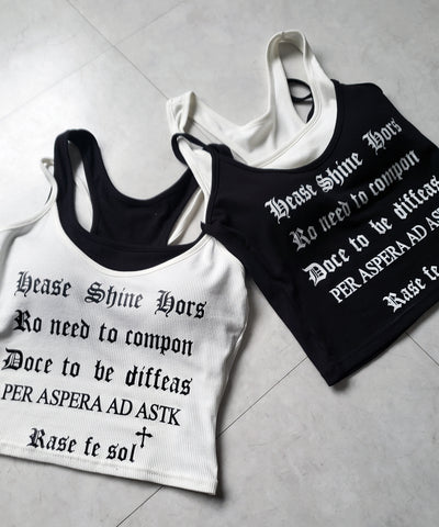 【 ２color 】グランジロゴレイヤードキャミソールトップス ／ grunge logo layered camisole tops