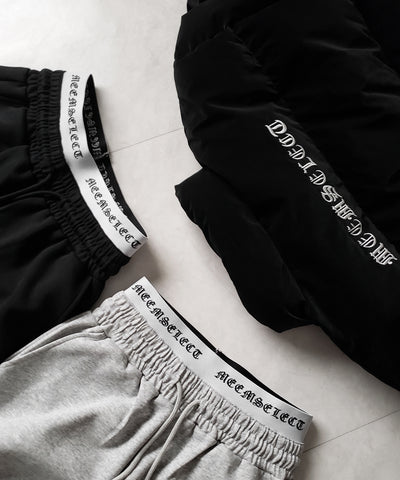 ウエストグランジロゴスウェットワイドパンツ ／ waist grunge logo sweat wide pants