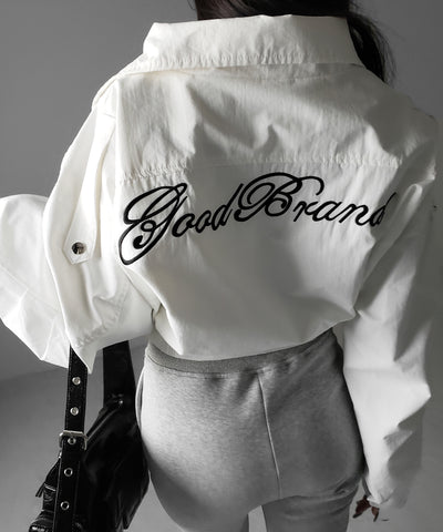 レタリングバックロゴスタンドカラーショートブルゾン ／ lettering back logo stand collar short blouson