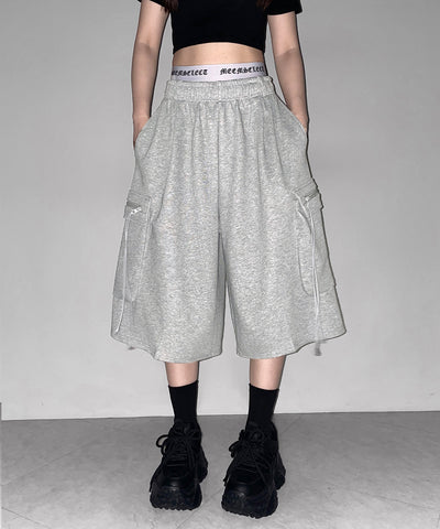タックワイドカーゴスウェットハーフパンツ / tuck wide cargo sweat half pants