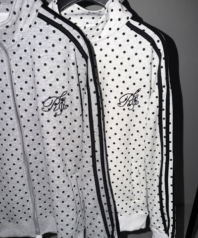 胸ロゴ刺繍ドットラインオーバースウェットブルゾン ／ chest logo embroidery side dot line over sweat blouson